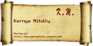 Kernya Mihály névjegykártya